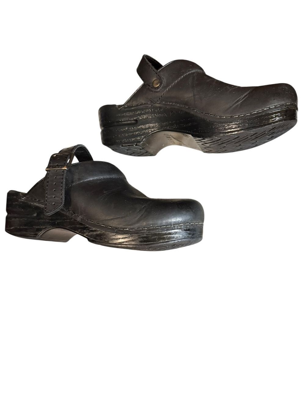 Dansko Black Leather Clogs Strap Comfort Shoes 36 US 6 - Picture 7 of 11